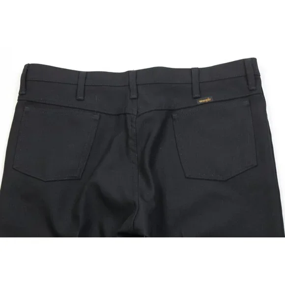 Vintage 90s Wrangler Mens 38x30 Knit Flared Wide Leg Western Chino Pants Black